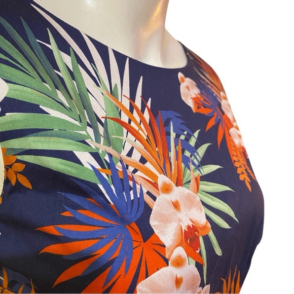 Talbots Blue and Pink Sleeveless A-Line Midi Dress Size 2 Petite - Picture 5 of 9